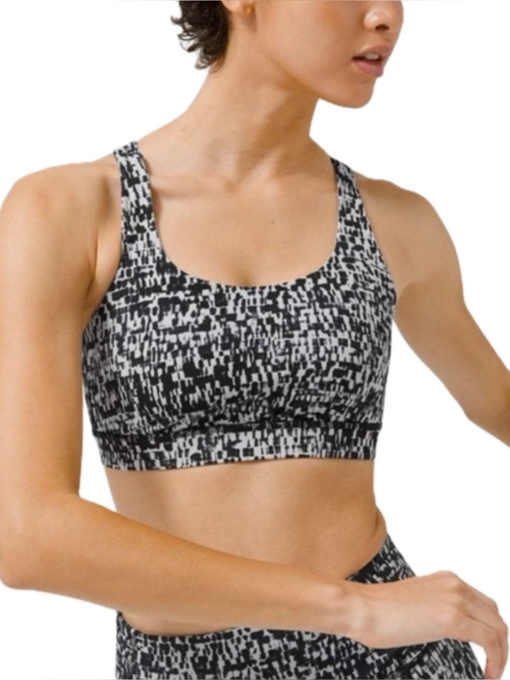 Lululemon Energy Bra In Black and White Urban Block